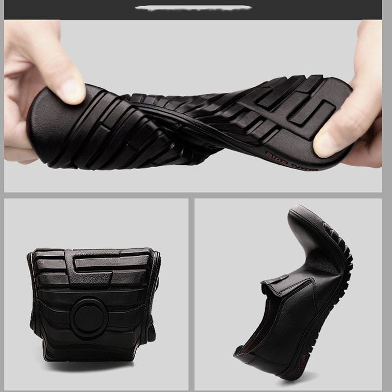 Chaussures de randonnée en cuir respirant style coréen noir pour hommes