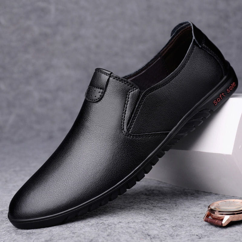 Chaussures de randonnée en cuir respirant style coréen noir pour hommes