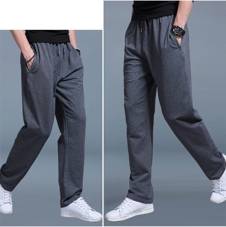 Dark gray heathered cotton men breathable quick dry mesh joggers with elastic waistband and side pockets.