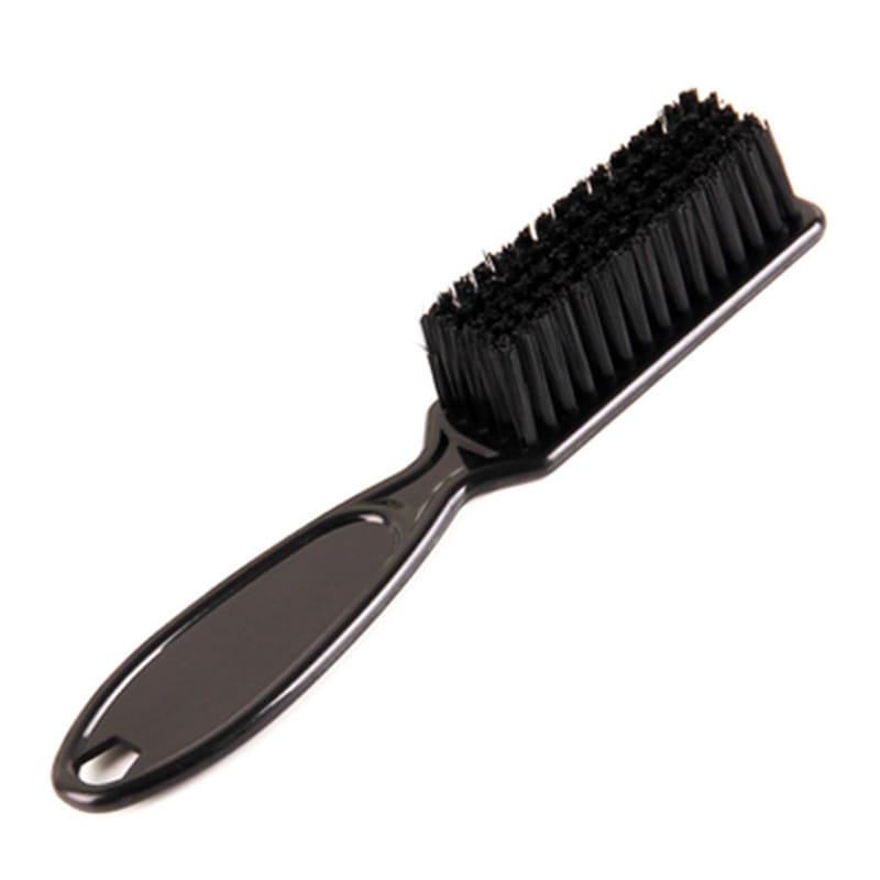 black plastic beard brush with dense stiff nylon bristles for soft barber cleaning tool used on shoes or boots