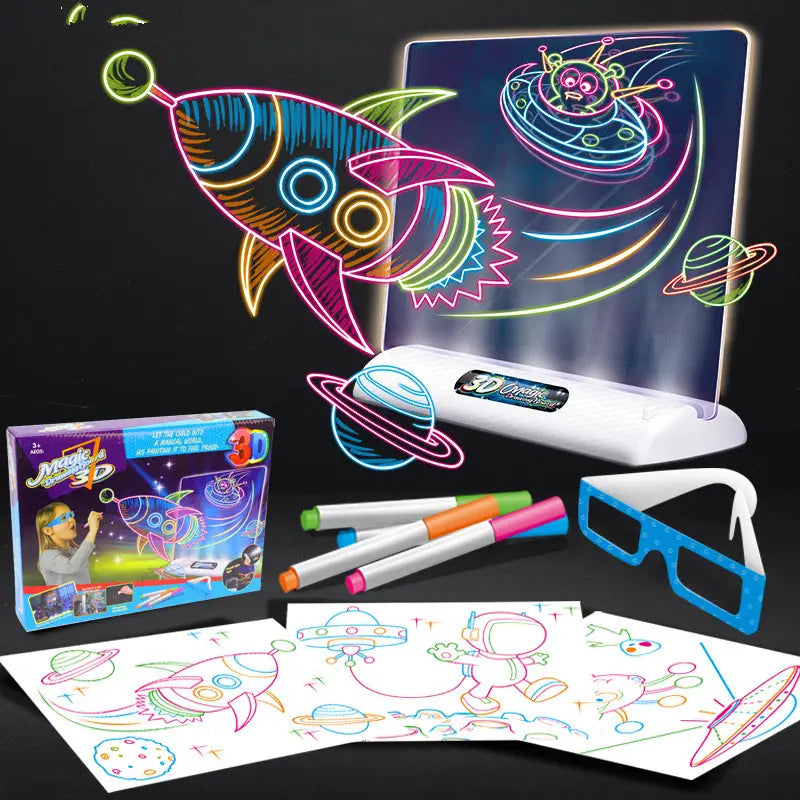 Planche de dessin magique 3d à leds, jouet éducatif