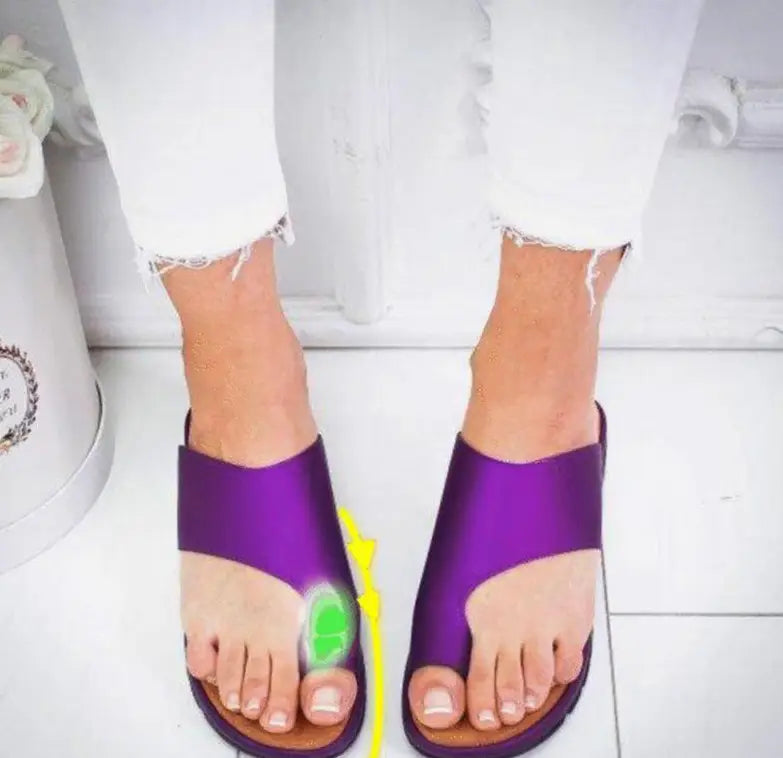 Women flat slide sandals open toe plus size 43 featuring purple satin wide strap and brown sole