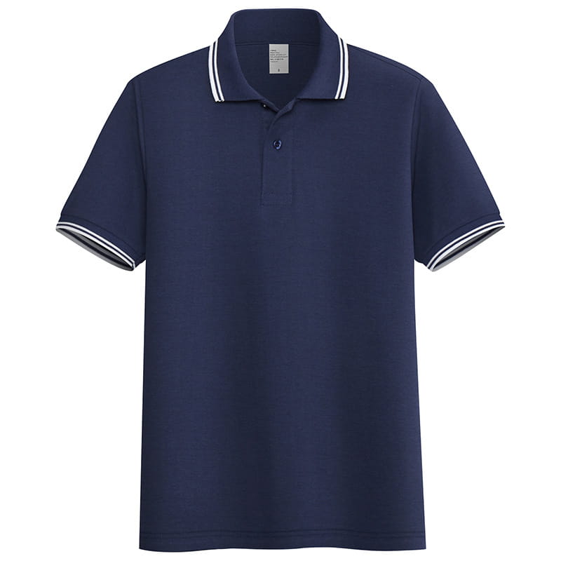 Men’s Summer Striped Trim Stand Collar Polo Shirt