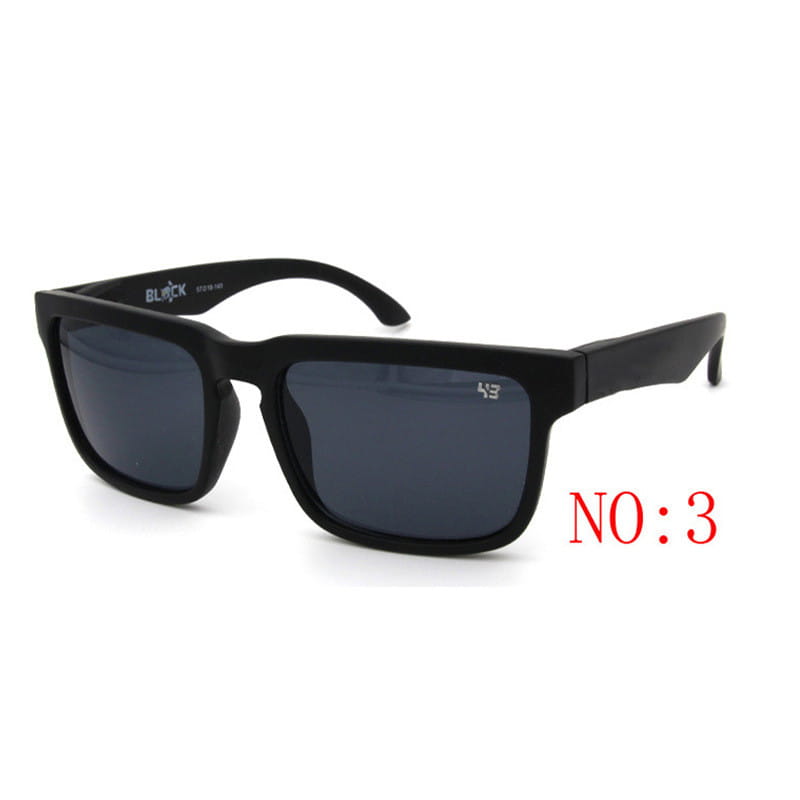 Unisex UV400 gradient mirror sport cycling sunglasses with black rectangular matte frames and dark gray lenses.