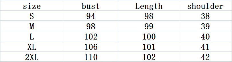Size chart in inches for the floral ruffle wrap dress with pleated skirt displaying measurements from size s through 2xl.