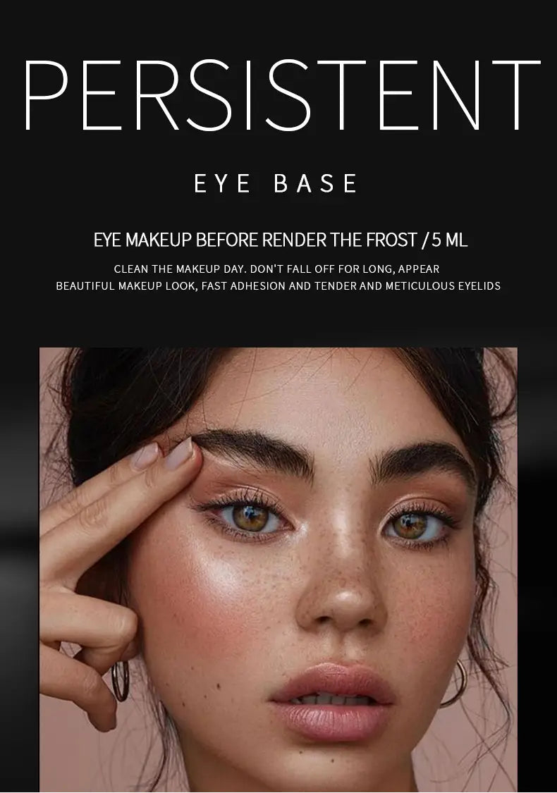 Base de ojos persistente en un envase minimalista negro elegante con tipografía blanca destacada para Pudaier Hd Eyeshadow Base, prebase de ojos de larga duración.