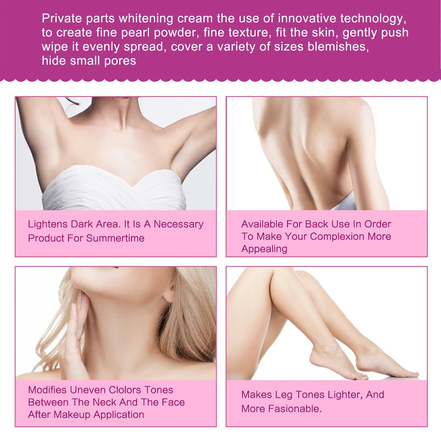 Haut bralette blanc sans bretelles en tissu doux, conçu pour une application de soins intimes sur la peau, avec une crème blanchissante pour les zones sensibles contenant du collagène