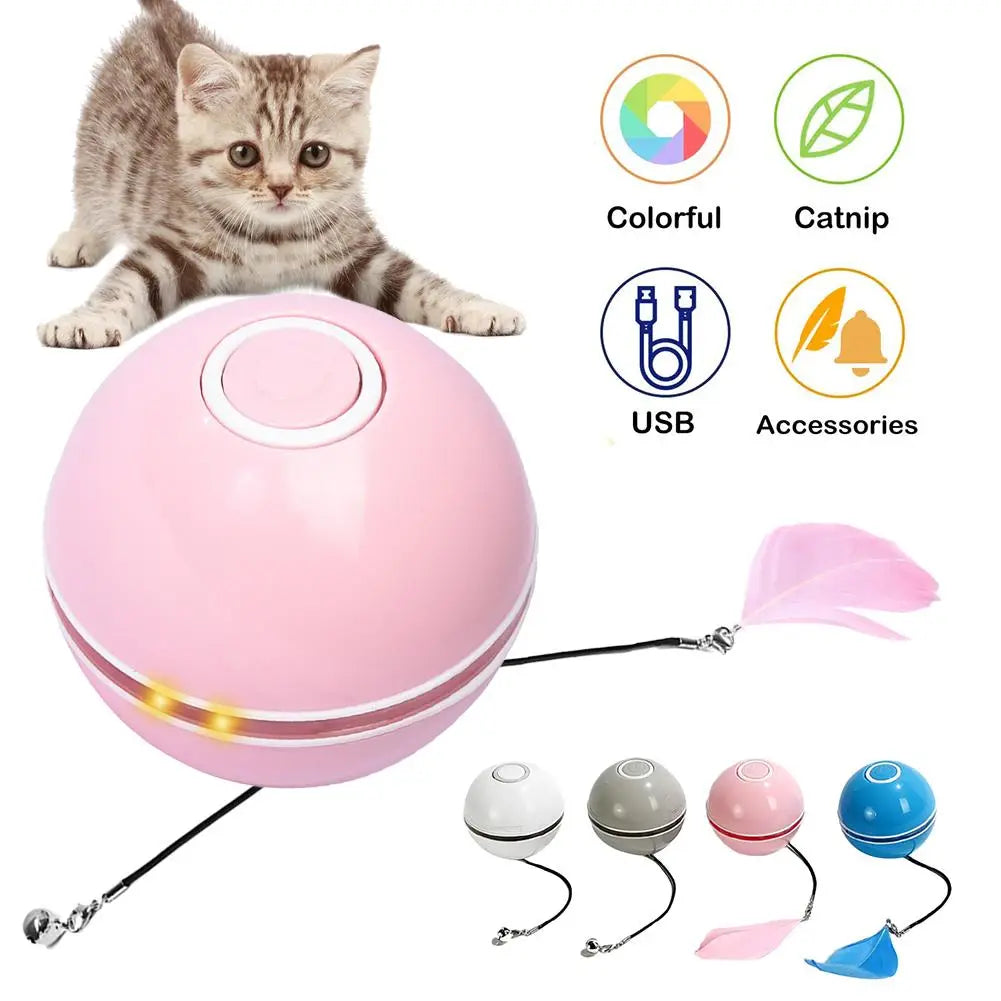 Interactive Led Cat Toy Ball with Catnip and Feathers