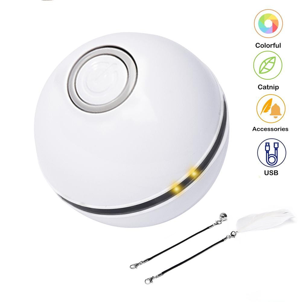 Interactive Led Cat Toy Ball with Catnip and Feathers