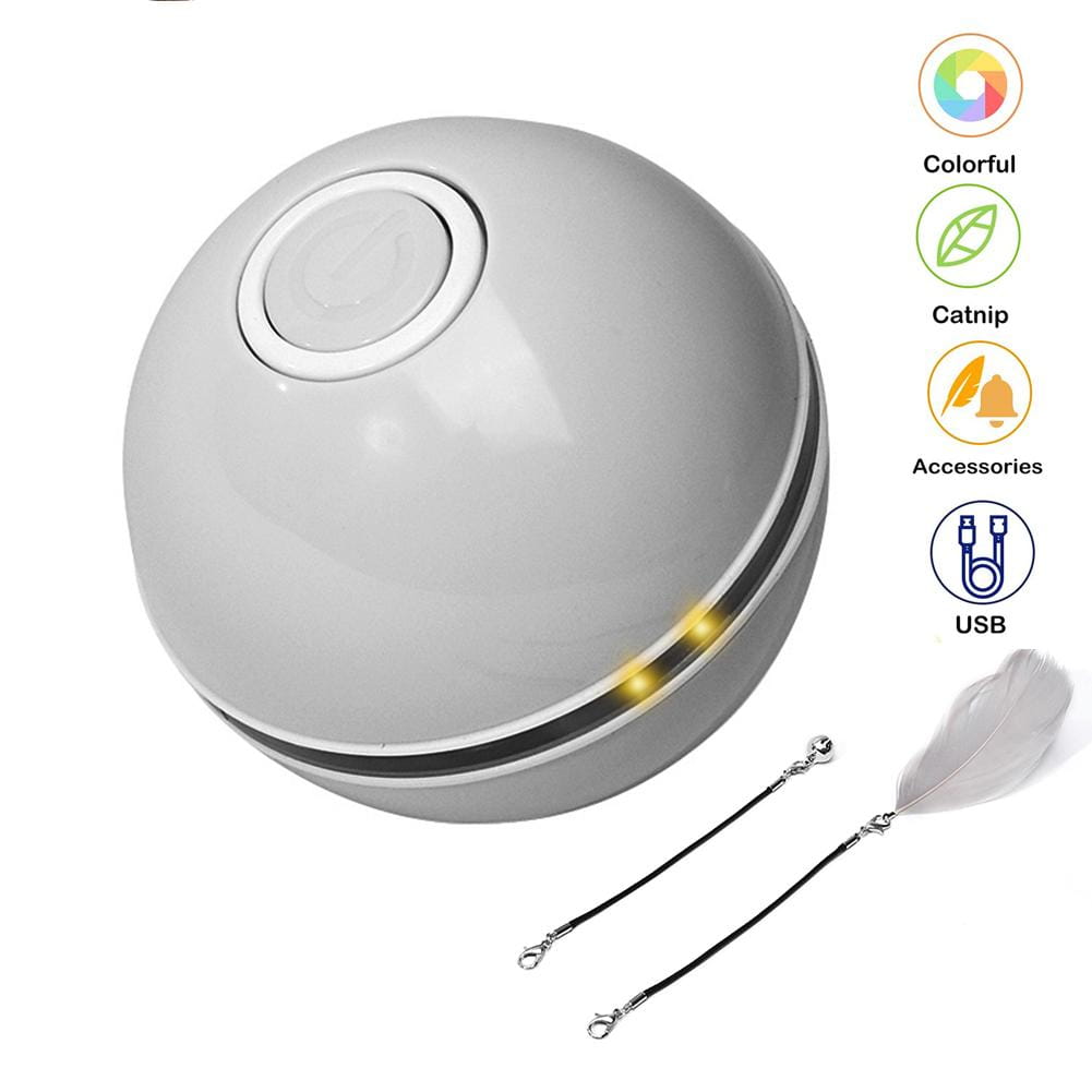 Interactive Led Cat Toy Ball with Catnip and Feathers