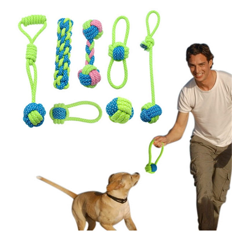 dog rope toys for small and medium dogs featuring bright green and blue knotted rope designs for durable chewing and interactive play
