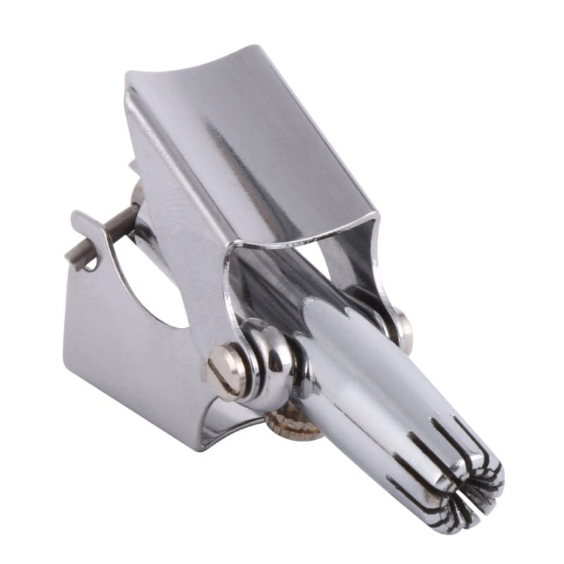 Glänzender, verchromter Metall-Nasenhaartrimmer mit schlankem ergonomischem Design und verstellbaren Schneidklingen aus einem wasserdichten Stahl-Pflege-Set