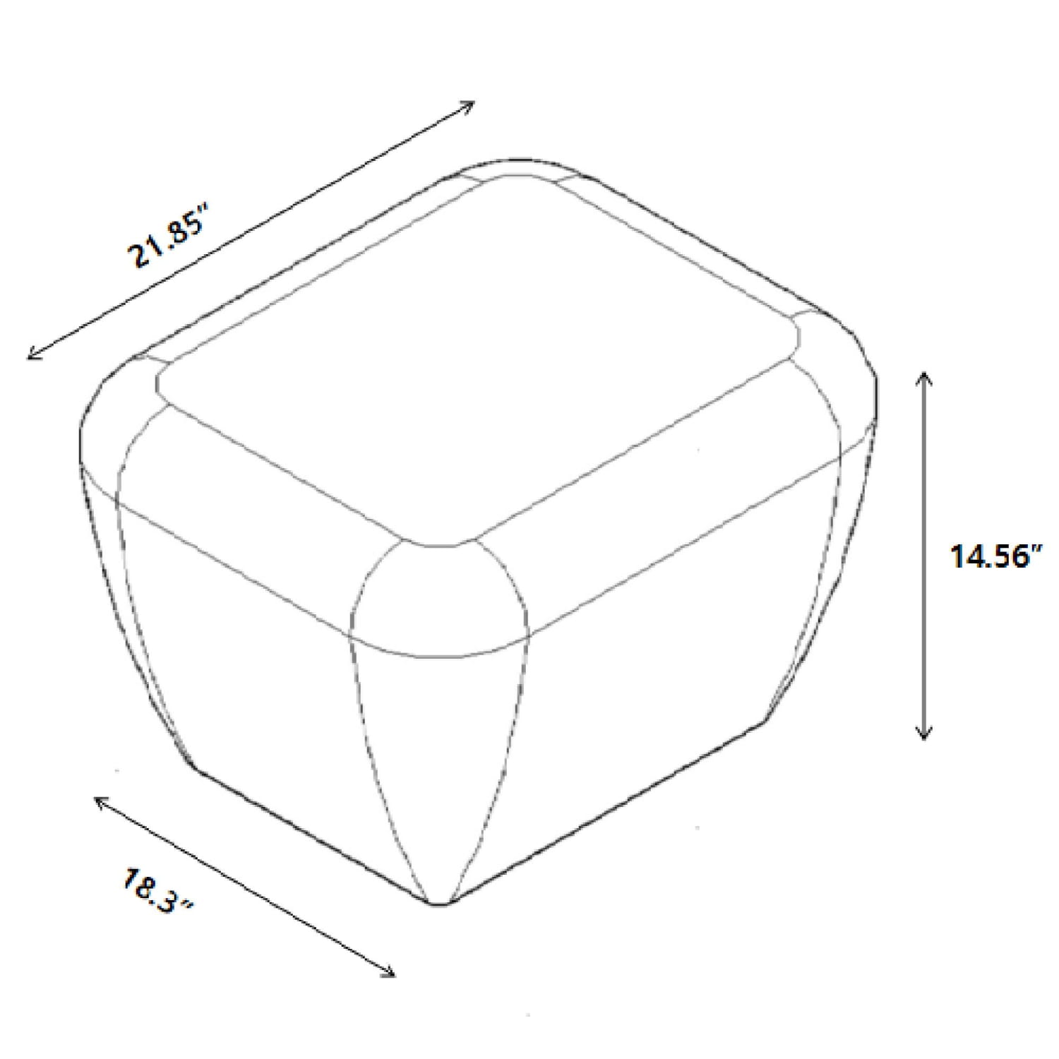 Moderner Akzent-Couchtisch mit einem gepolsterten, würfelförmigen Hocker, mit einer weich-cremefarbenen Stoffoberfläche und geometrischen Steppdetails.