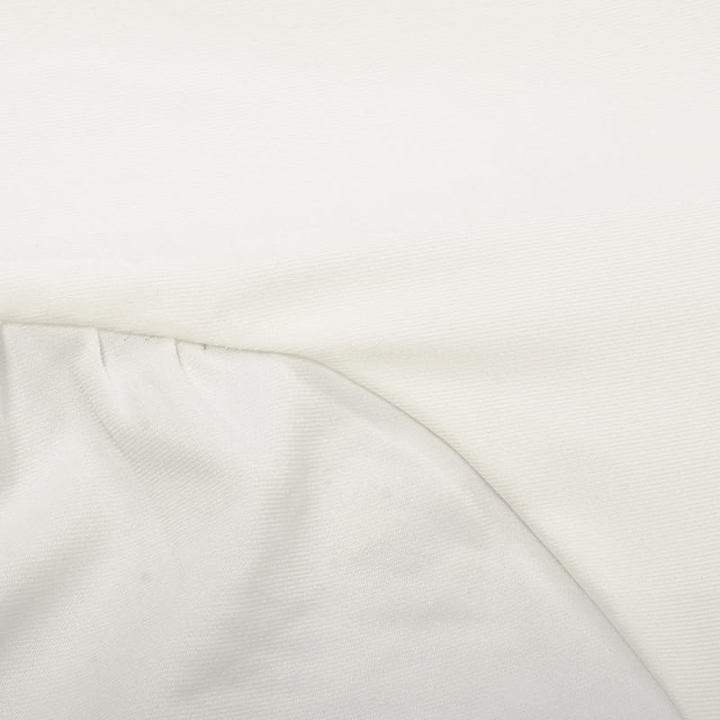 white cotton fabric with subtle texture and neatly stitched seam featured in an asymmetrical satin batwing sleeve maxi dress