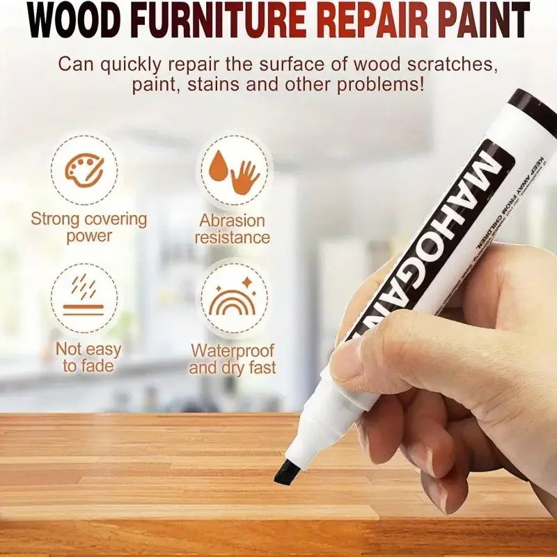White and black mahogany brand wood furniture repair paint marker with fine tip for quick scratch and stain repairs