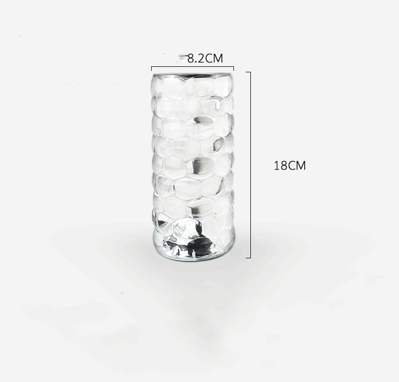 Clear glass vase with a textured hammered surface and silver-toned rim for the crystal table lamp touch control diamond LED night light.