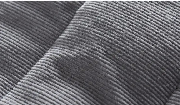 dark gray corduroy fabric with distinct vertical ridges featured in a mens corduroy puffer jacket retro winter warm coat design