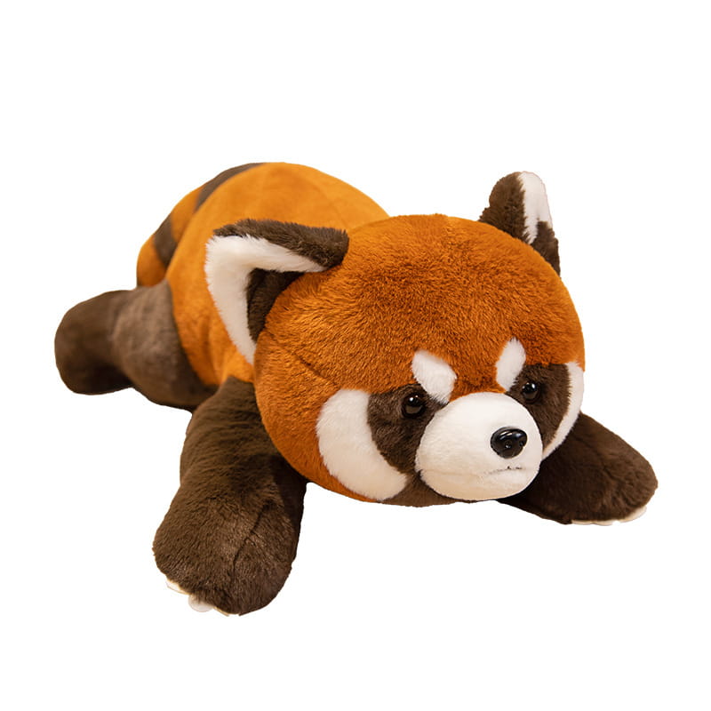 Niedliche orange- und braunfarbene Plüschfigur „Rotfuchs-Palimpsest-Coati“ als weiche Stoffpuppe mit weißen Akzenten im Gesicht, an den Ohren und Pfoten.
