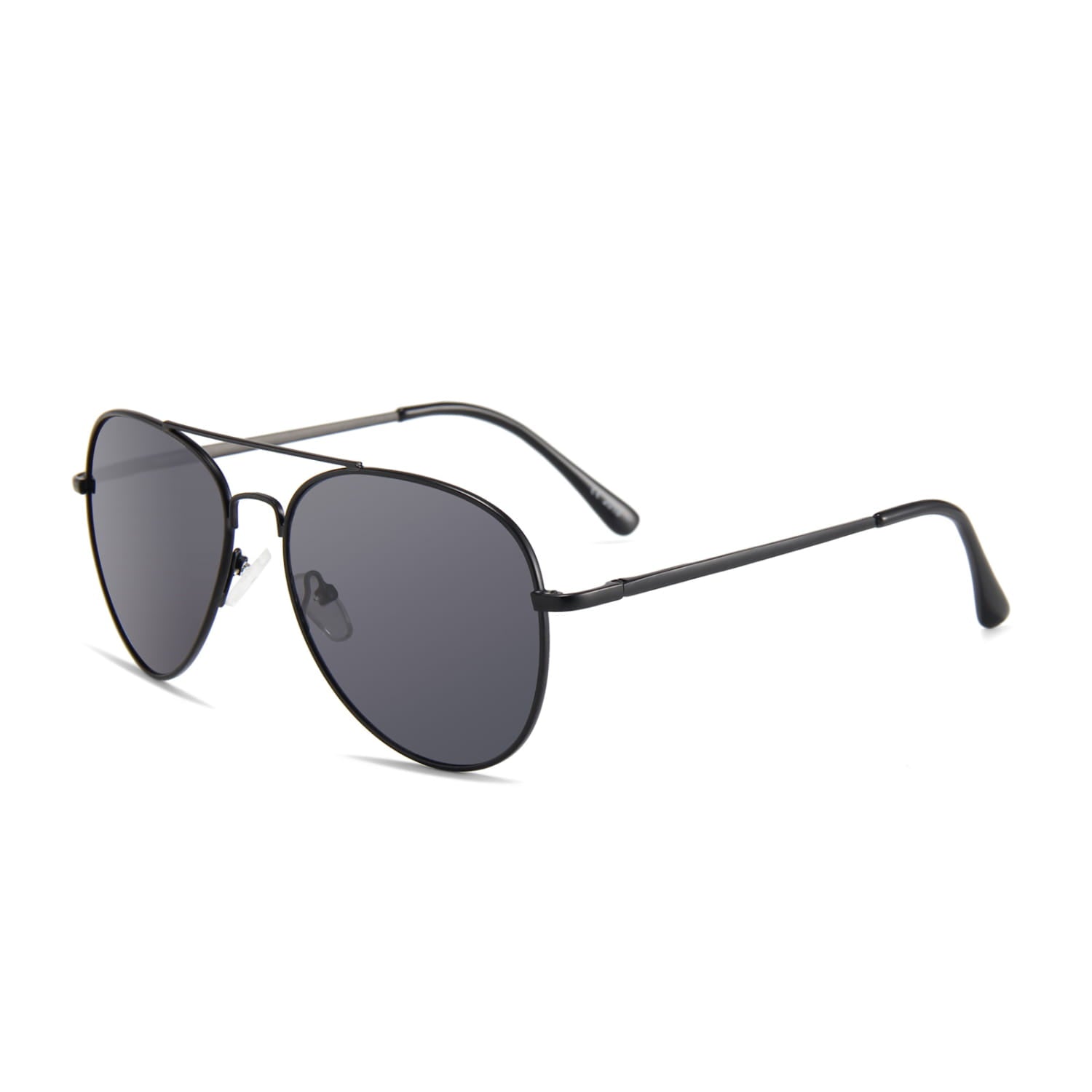 Retro metal aviator sunglasses with black frames dark gray uv400 gradient lenses and a sleek metal frame.
