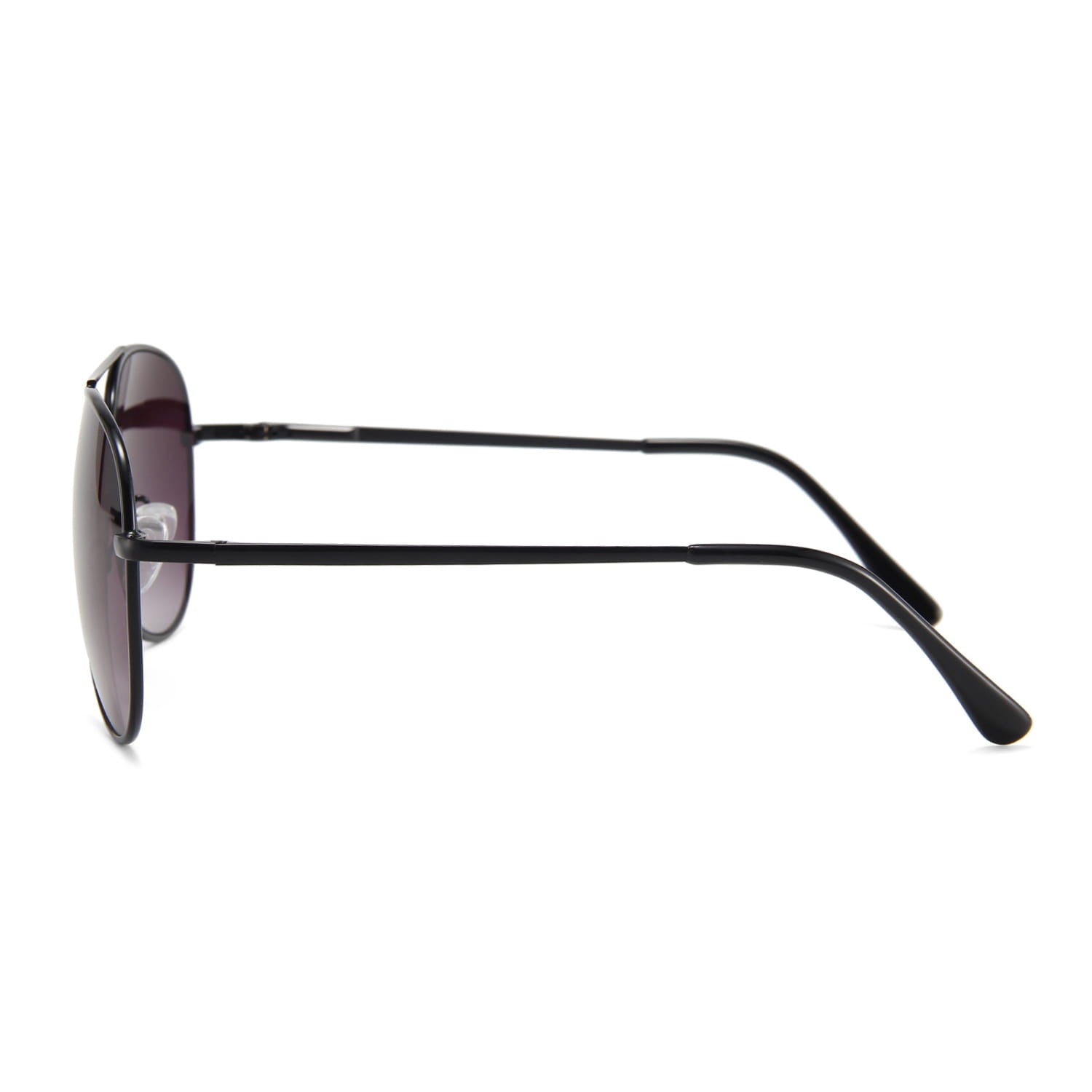 Black retro metal aviator sunglasses with uv400 dark gradient lenses.