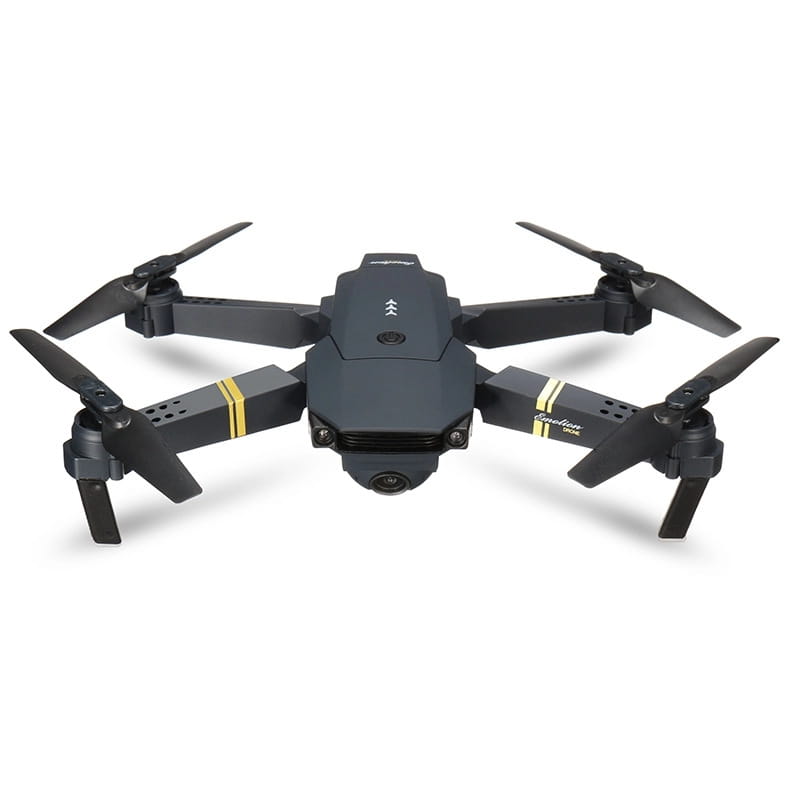 Black and gold foldable drone with a front-mounted 4k dual camera designed for kids and teens.