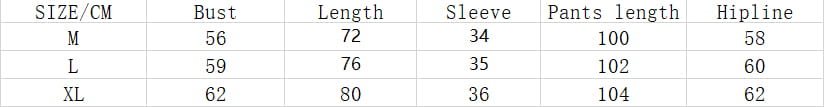 The table displays size measurements including bust, length, sleeve, pants length, and hipline for the striped cotton kimono pajama set for men in sizes M, L, and XL.