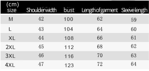 The image shows a size chart in centimeters for a thickened plush hooded men cardigan coat available in sizes m to 4xl.