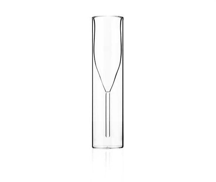 Flûte à champagne en verre transparente avec construction à double paroi et design moderne épuré de l’ensemble de flûtes à champagne en verre à double paroi 115 ml.