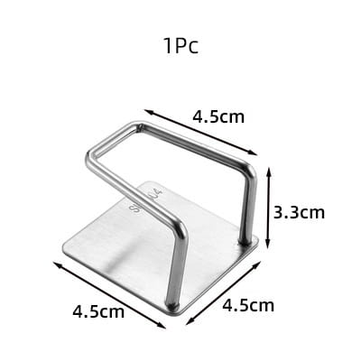 Stainless steel kitchen utensil holder with a sleek minimalist design and rounded edges featured as a 304 stainless steel sink sponge holder drying rack.