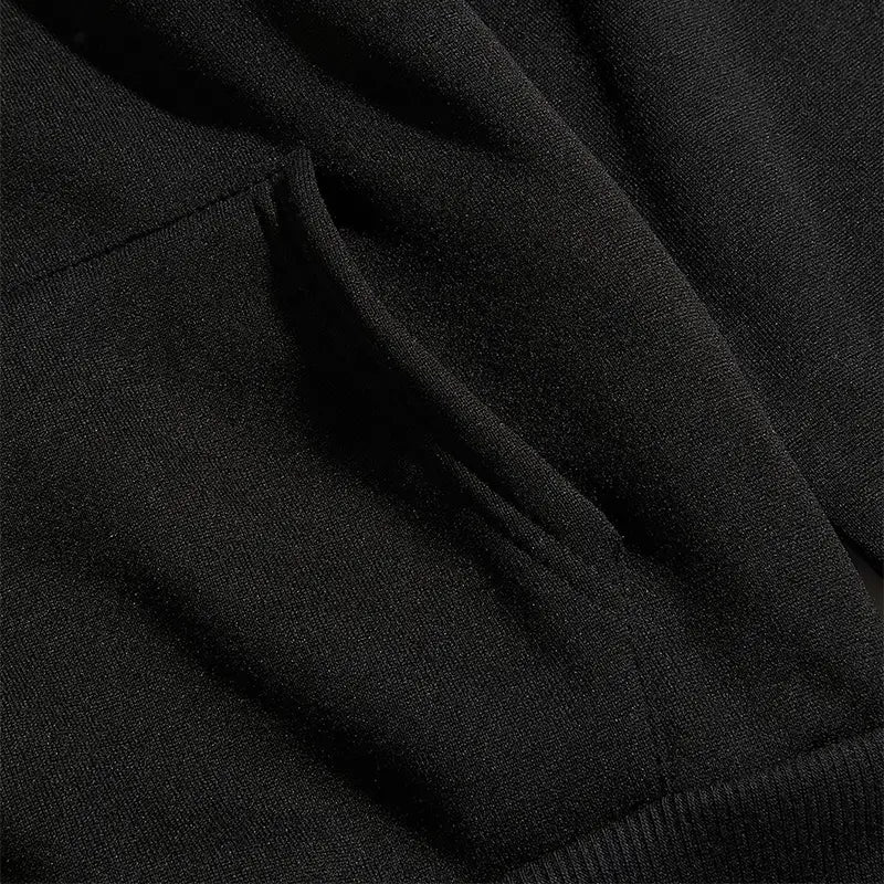 Tissu en maille noire avec un motif côtelé texturé au dos du sweat à capuche streetwear oversize « do what makes you happy ».
