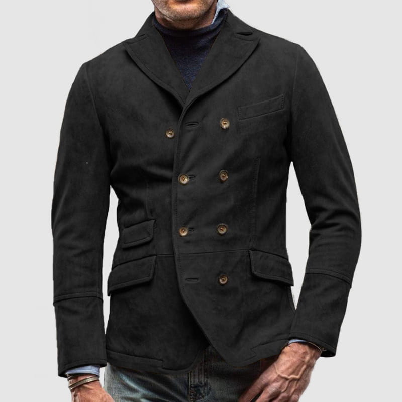 Chaqueta tipo blazer de ante para hombre de doble botonadura