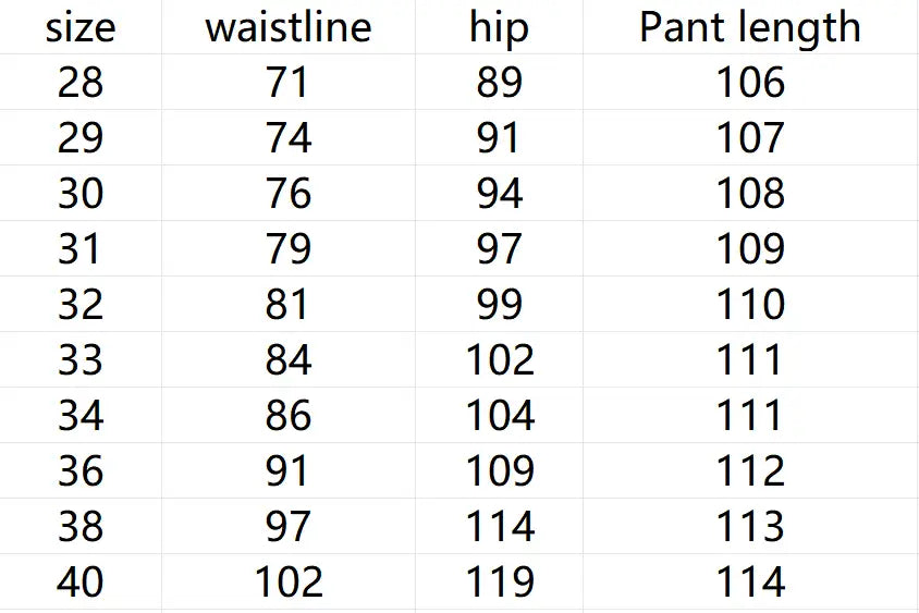 Size chart for men’s smoky gray slim fit distressed retro skinny jeans displaying waist measurements in inches from size 28 to 40.