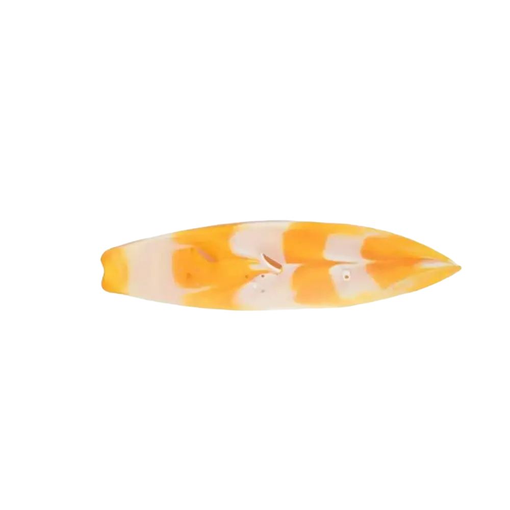 A translucent orange and white striped glass fish-shaped ornament for the 17cm labubu doll summer bikini swimsuit set