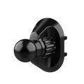 Black 17mm ball head with matte finish and textured grip ring for ball head base in car air vent mount