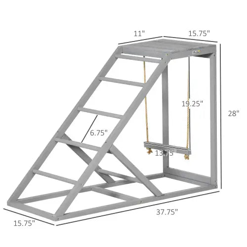 Chicken Toy Swing Set with Perch and Hen Ladder Grey