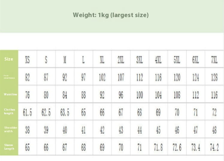 The image displays a size chart in centimeters for a faux leather moto jacket with detachable hood, listing measurements from XS to 7XL.