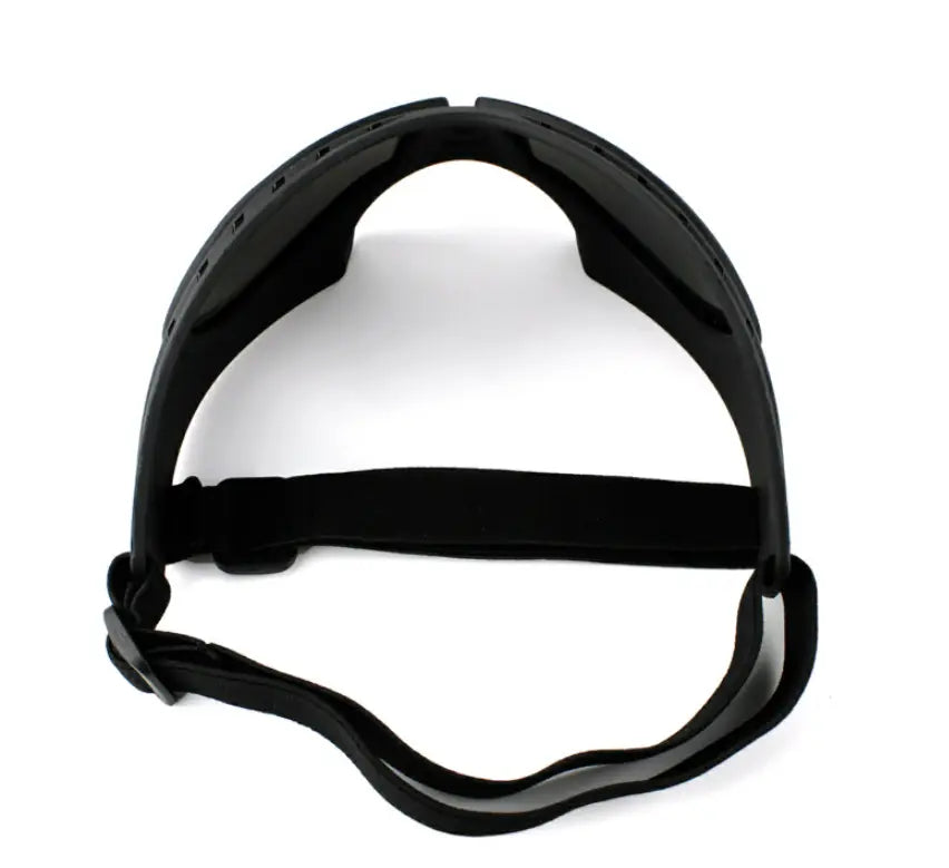 black tactical-style large dog goggles with uv protection and windproof ski eyewear featuring padded adjustable strap and reinforced frame