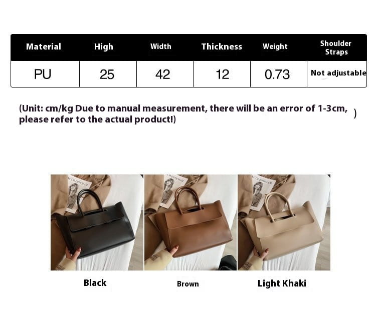 Vintage structured leather tote bags with top handles in black brown and light khaki pu leather featuring a structured design and fixed shoulder straps.