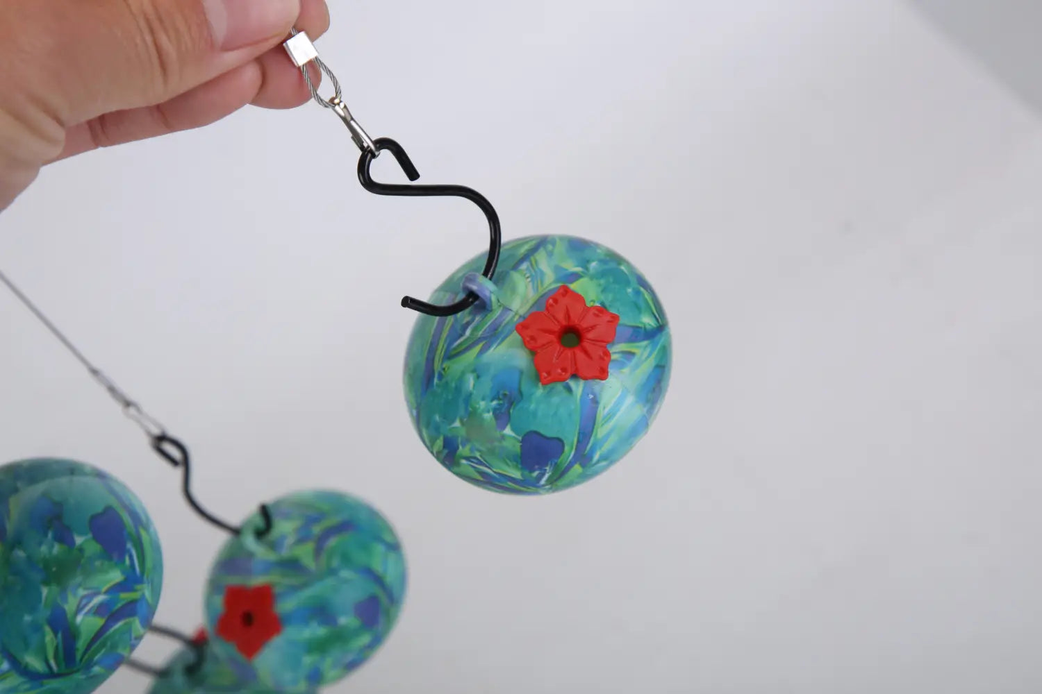 Comedero para Colibrí con Carillón de Viento para Exterior, Decoración Colgante