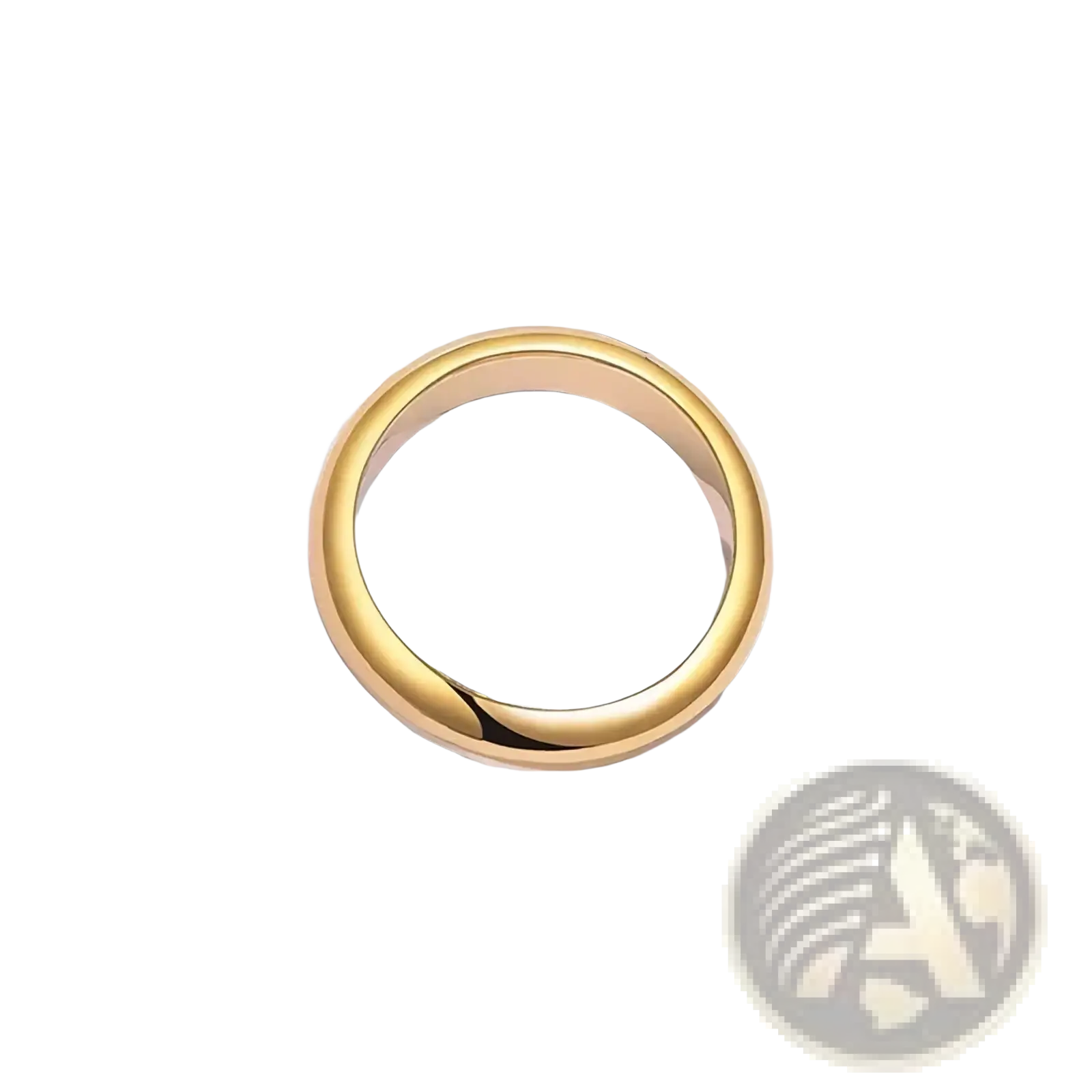 A sleek 18k gold 4mm wedding band with a smooth polished finish and subtle rounded edges for couples