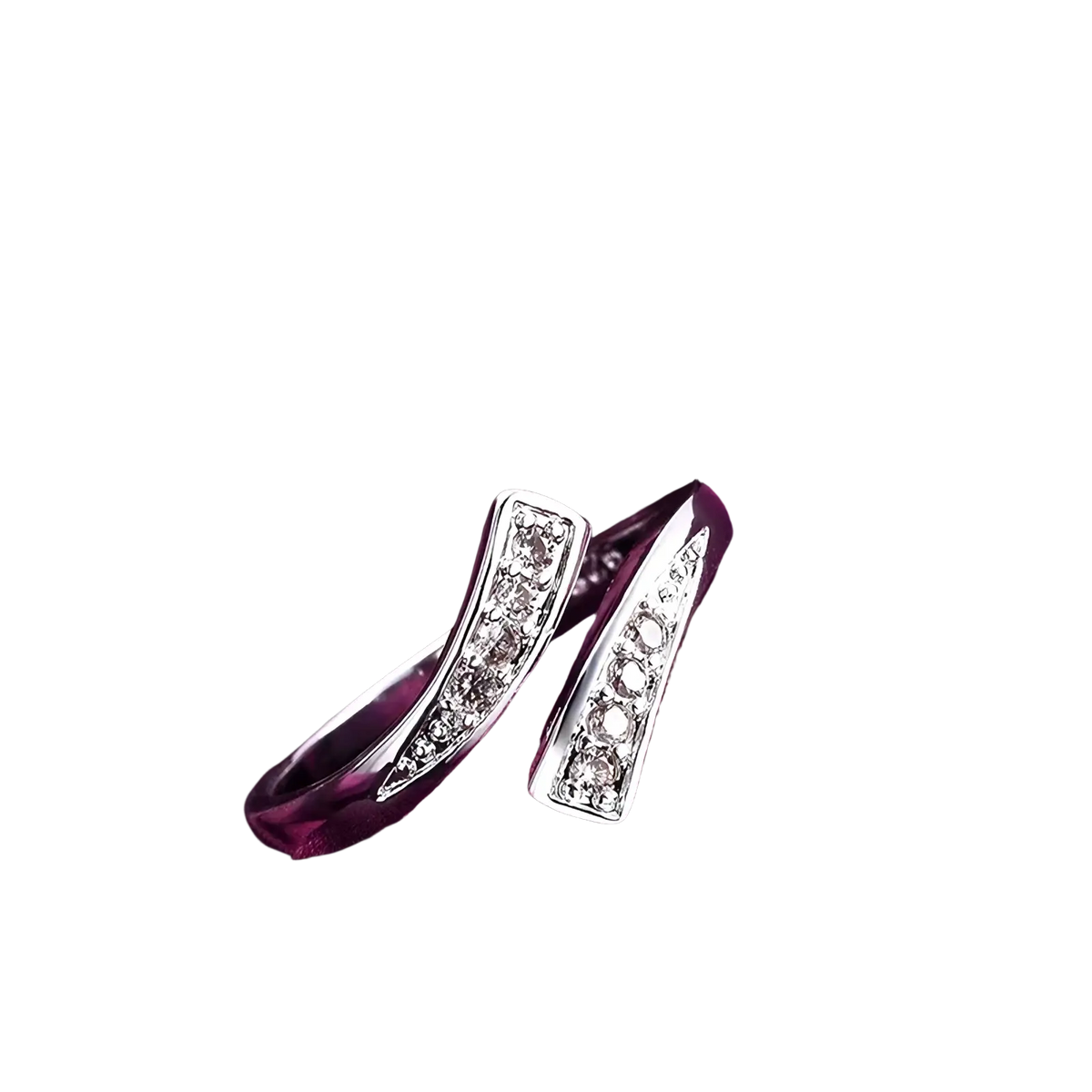 18k gold adjustable zircon ring for women with silver open-ended sleek design and sparkling clear stones