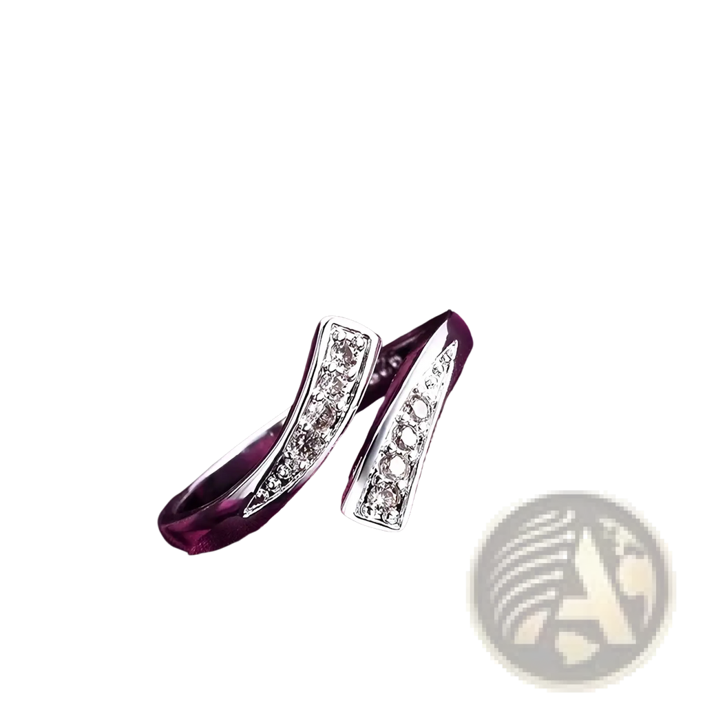 18k gold adjustable zircon ring for women with silver open-ended sleek design and sparkling clear stones