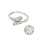 Zoralis 18k gold adjustable zircon ring for women with a sleek silver design and intersecting cubic zirconia bands