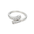 Zoralis 18k gold adjustable zircon ring for women with a sleek silver design and intersecting cubic zirconia bands