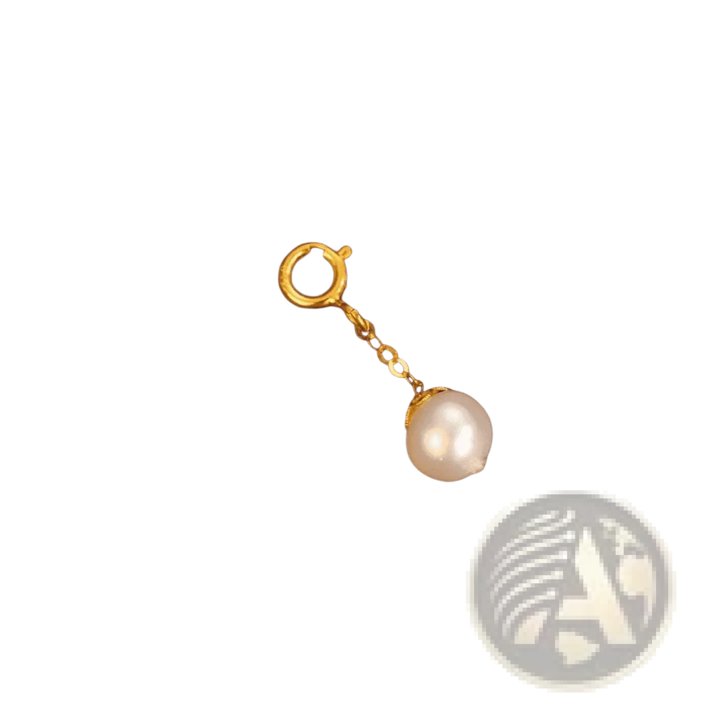 18k gold freshwater pearl charm pendant with a delicate gold-toned chain and a lustrous white pearl centerpiece