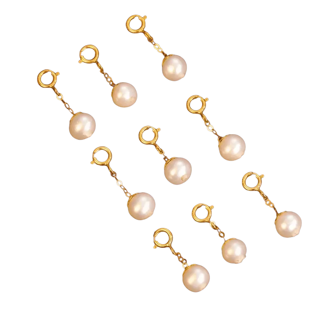 18k gold freshwater pearl charm pendant with gold-toned pearl charm clips, delicate chain, and secure clasp