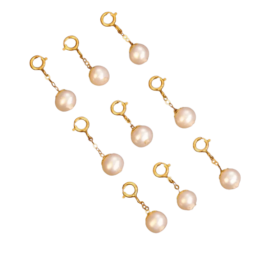 18k gold freshwater pearl charm pendant with gold-toned pearl clips, delicate chain, and secure clasp