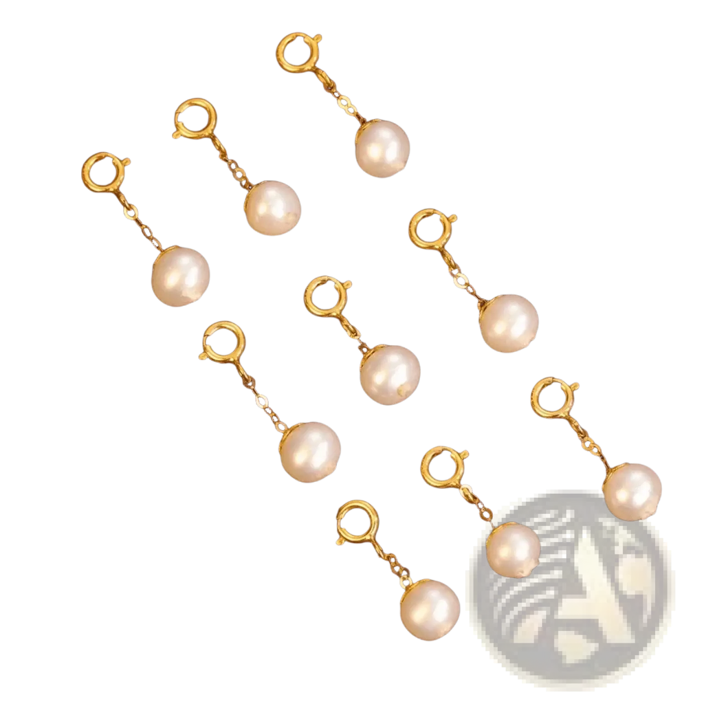 18k gold freshwater pearl charm pendant with gold-toned pearl clips, delicate chain, and secure clasp
