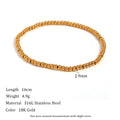 A delicate 16cm 18k gold plated stainless steel stretch bracelet with elastic beads and polished finish