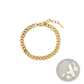 18k gold pvd plated stainless steel curb chain bracelet with secure clasp and adjustable extension in gold tone